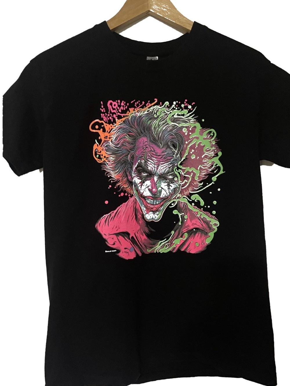 Joker BLACK LIGHT Black Graphic Men's T-Shirt with Neon Multi-Color
